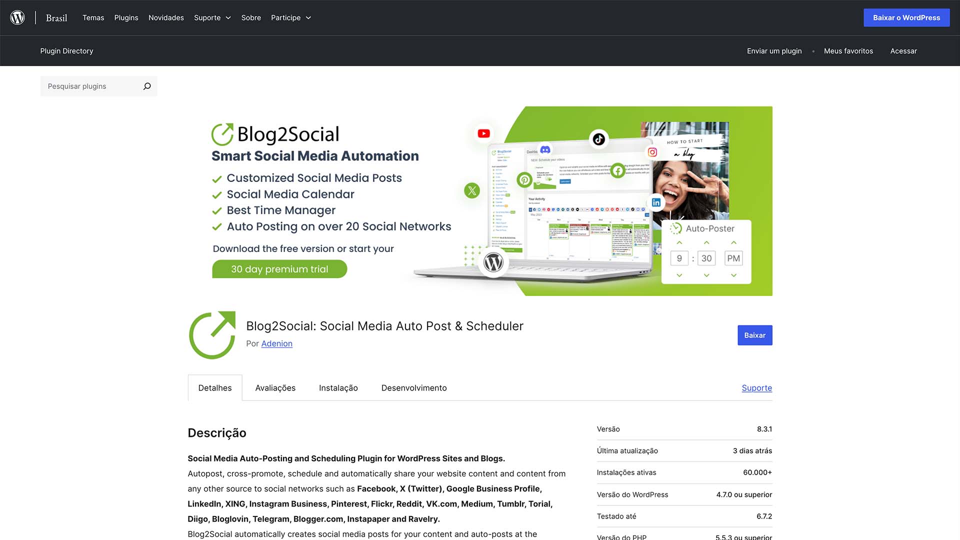 blog2social wordpress plugin