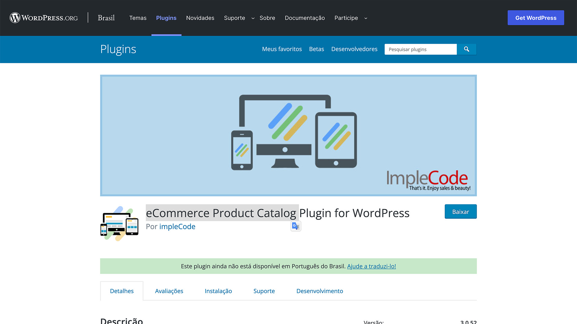plugin para WordPress ecommerce product catalog