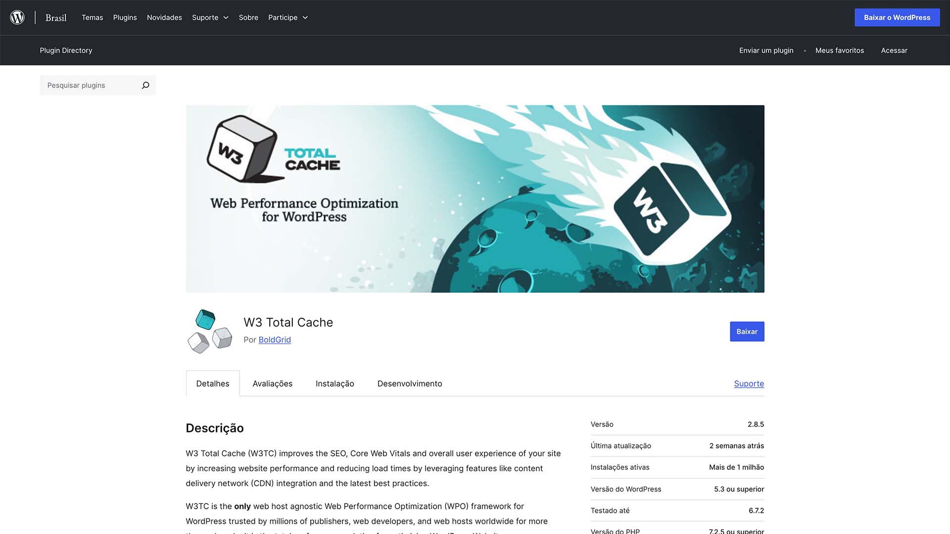 w3 total cache wordpress plugin