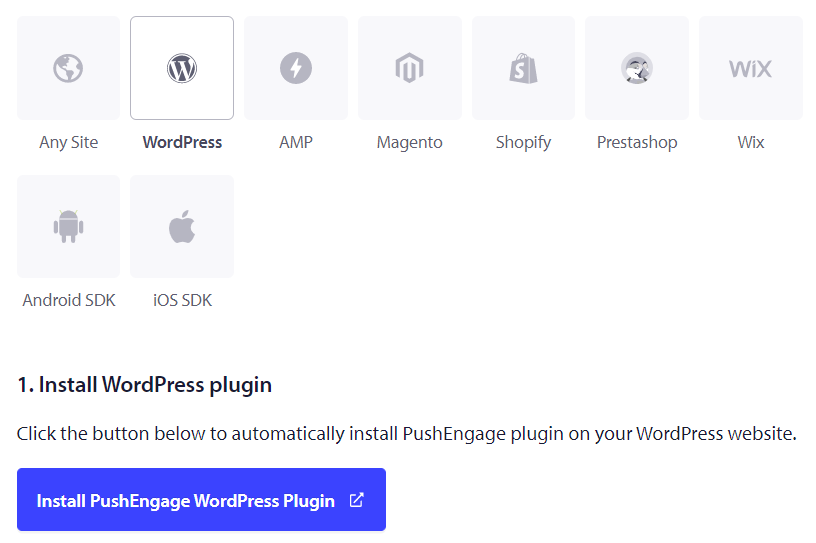 Instalação do plugin da PushEngage