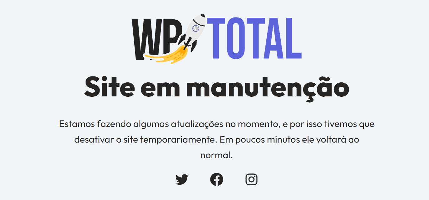 exemplo do wp total em manutenção