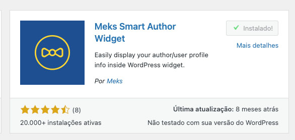 instalando o plugin meks smart author widget