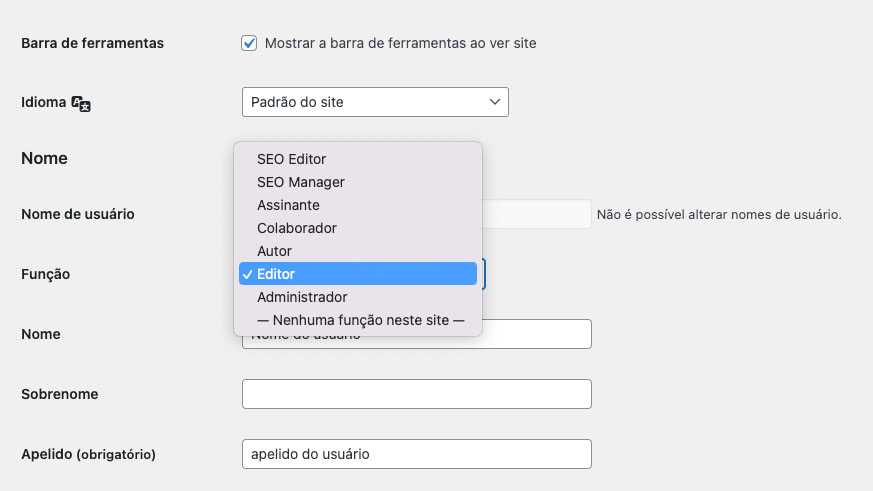 Alterar nível de usuário no WordPress