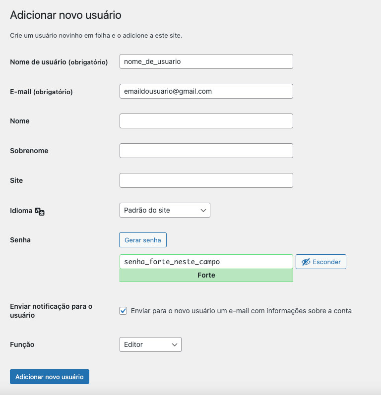 Como adicionar usuário no wordpress
