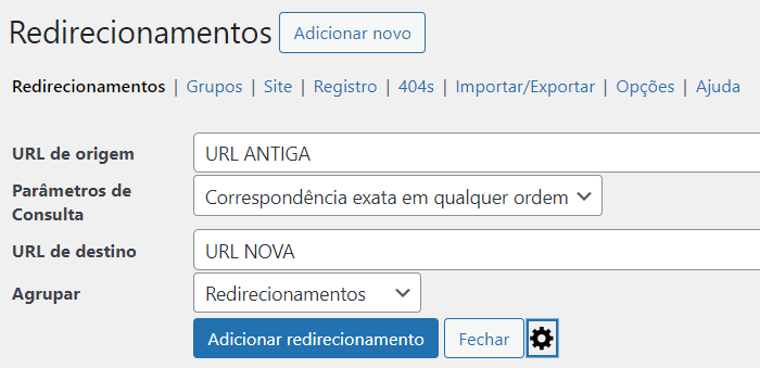 como fazer redirecionamento de página no WordPress