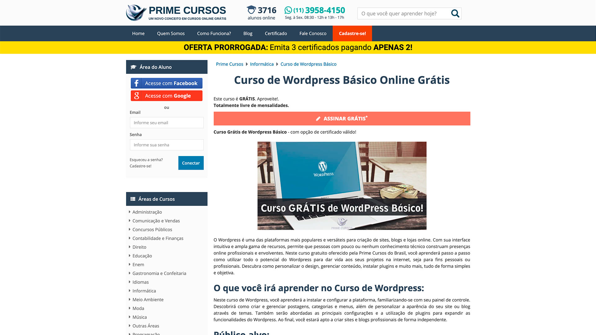 Curso WordPress prime cursos