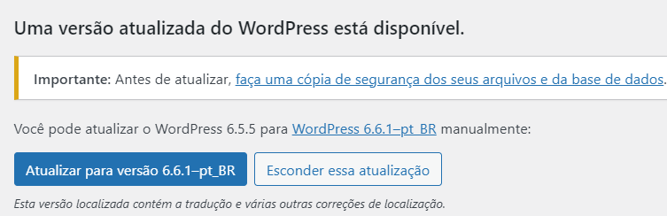 atualização do WordPress