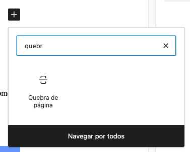 quebra de página no wordpress