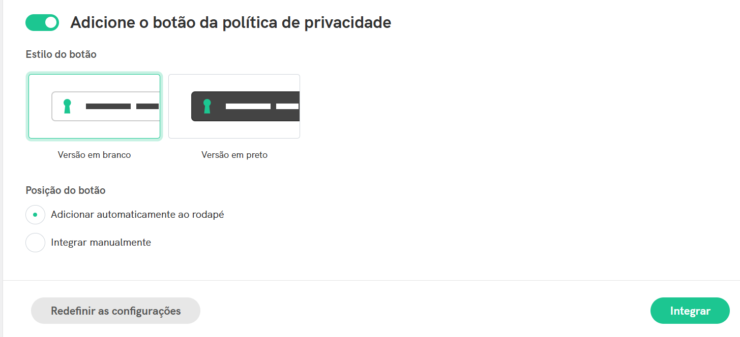 botão política de privacidade