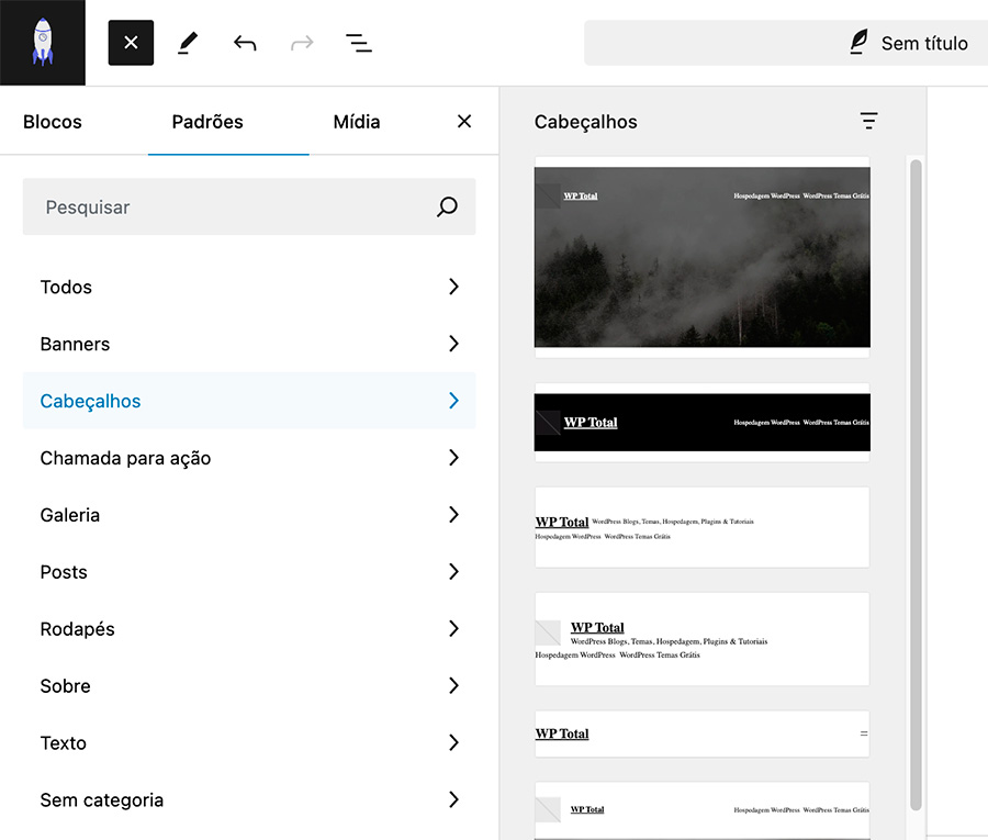 Padrões de bloco wordpress