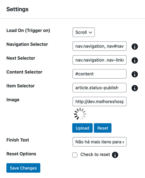 Configurar rolagem infinita wordpress