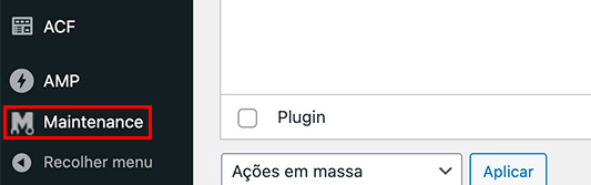 Desativar site temporariamente maintenance plugin
