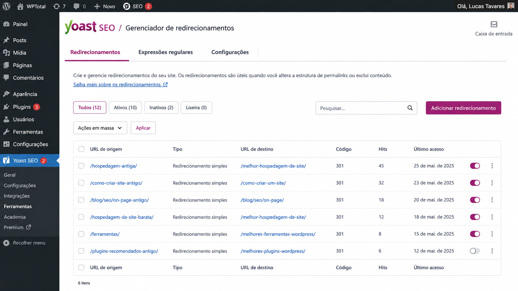 gerenciador de redirecionamentos yoast seo premium