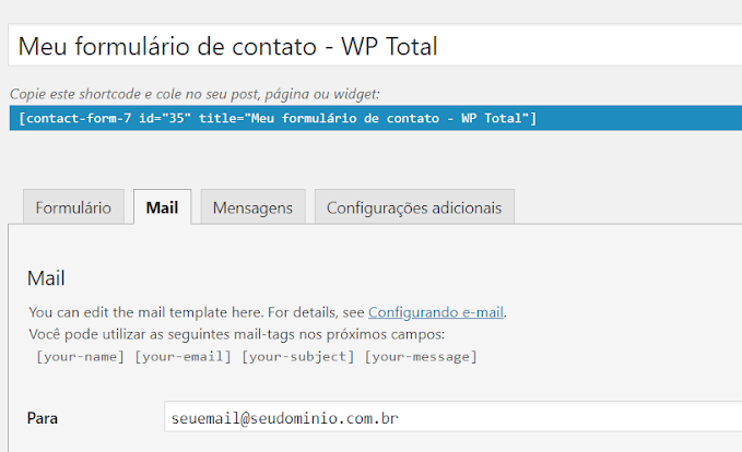 formulario de contato campo de email