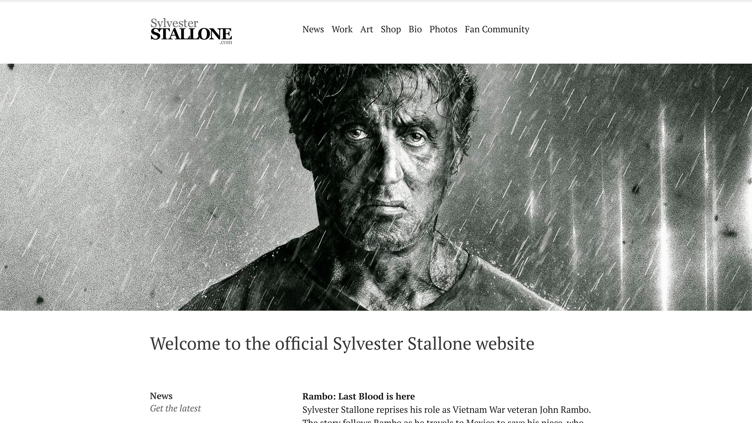 sylvester stallone site construido com wordpress